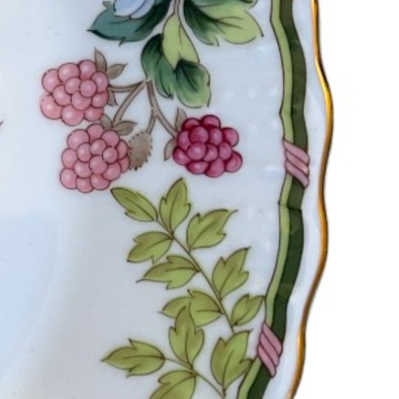 Vtg 1970s ANDREA BY SADEK Cake Plate & Server Porcelain Floral Raspberries - Picture 11 of 15